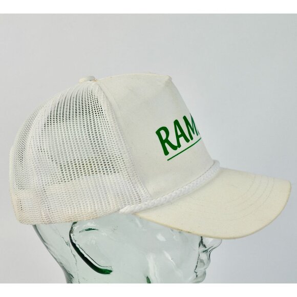 Vintage Rams White Green Barn Farming Hat Trucker Braided - Picture 3 of 7